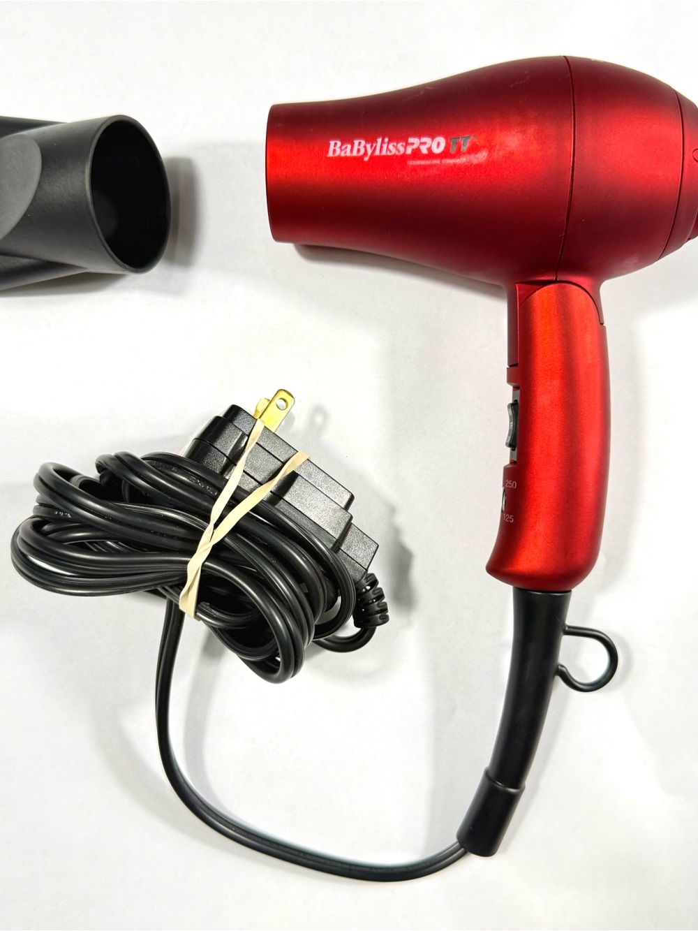 Babyliss Pro TT 1500 Hair Blow Dryer Travel Size Red With Attachments Pre-owned